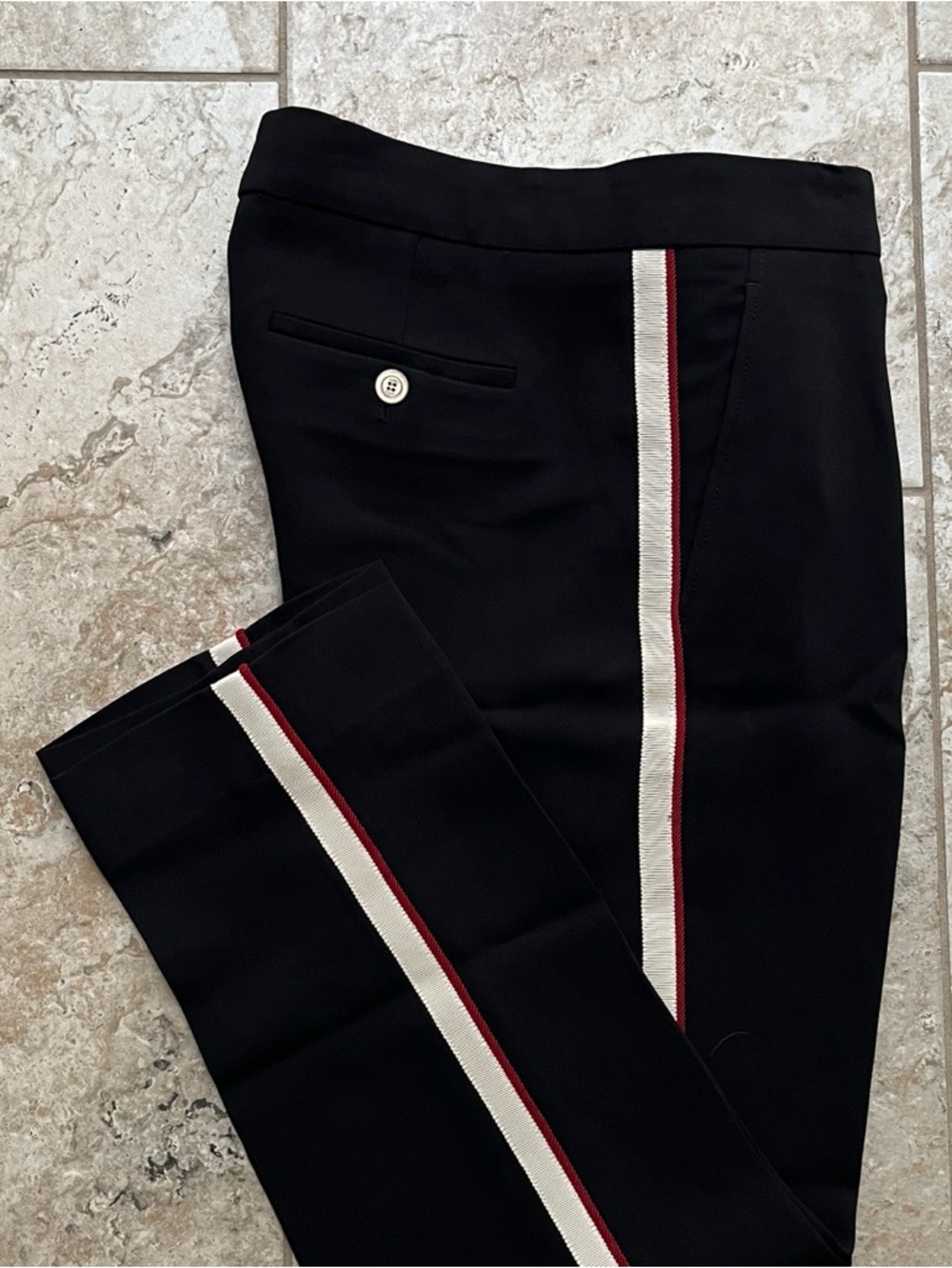 Gucci Black Cropped Straight Leg Pants - Women’s M / IT42 - Stripe Detail
